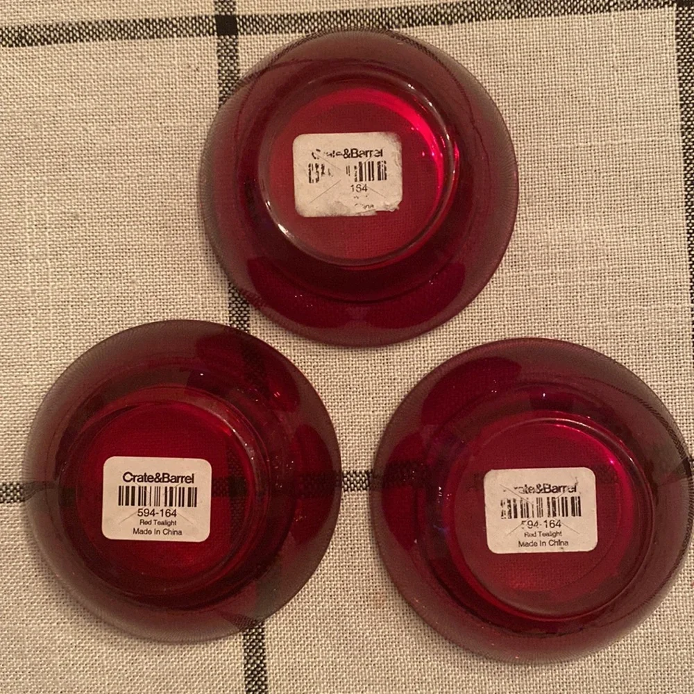 Set of 3 Crate&Barrel ruby red votives